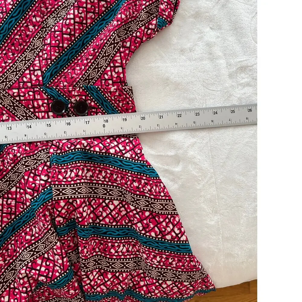 Mae Otti Dress Womens 2XL African Print Knee Length V Neck Back Zip XC Fast Ship - Picture 9 of 12